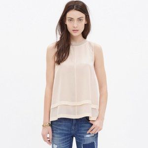 Madewell Silk Incline Tiered Tank Blouse Nude Peach Size Small